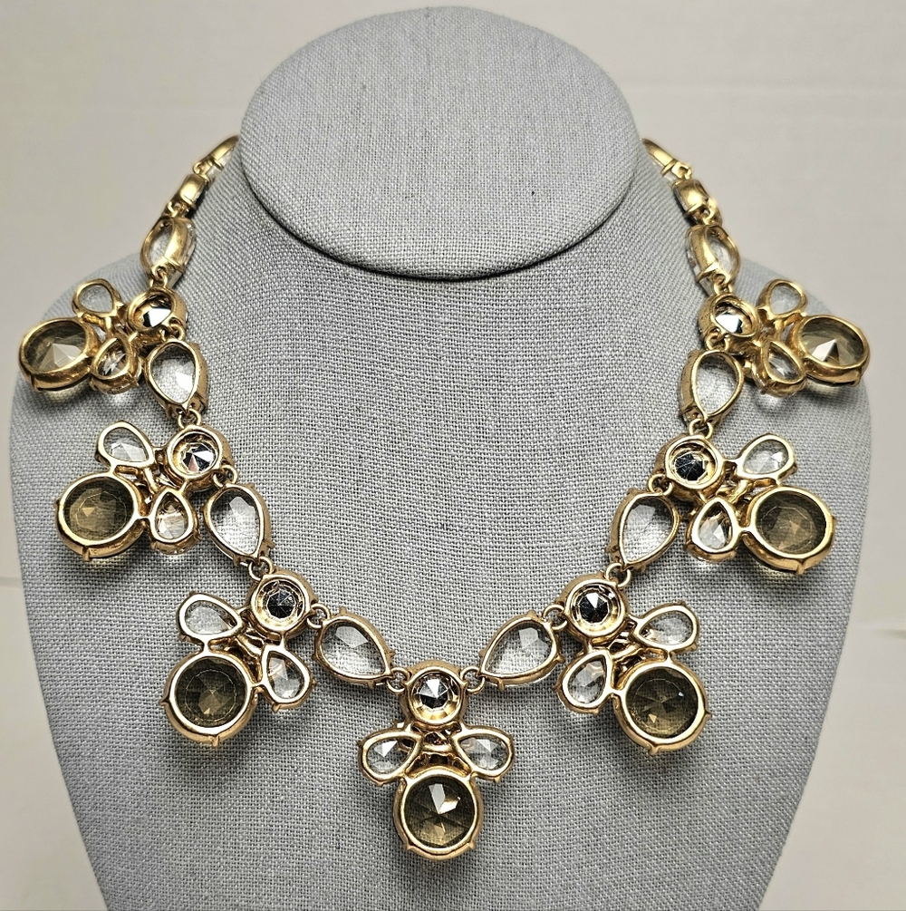 [J. Crew] Smokey Crystal Drop Bib Bumble Bee Statement Necklace - Picture 11 of 16